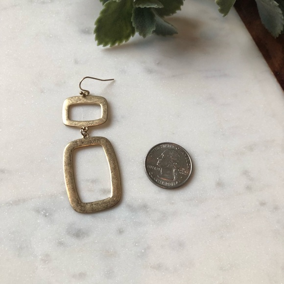 The Haddon - Geometric Vintage Gold Drop Earrings - Picture 2 of 3